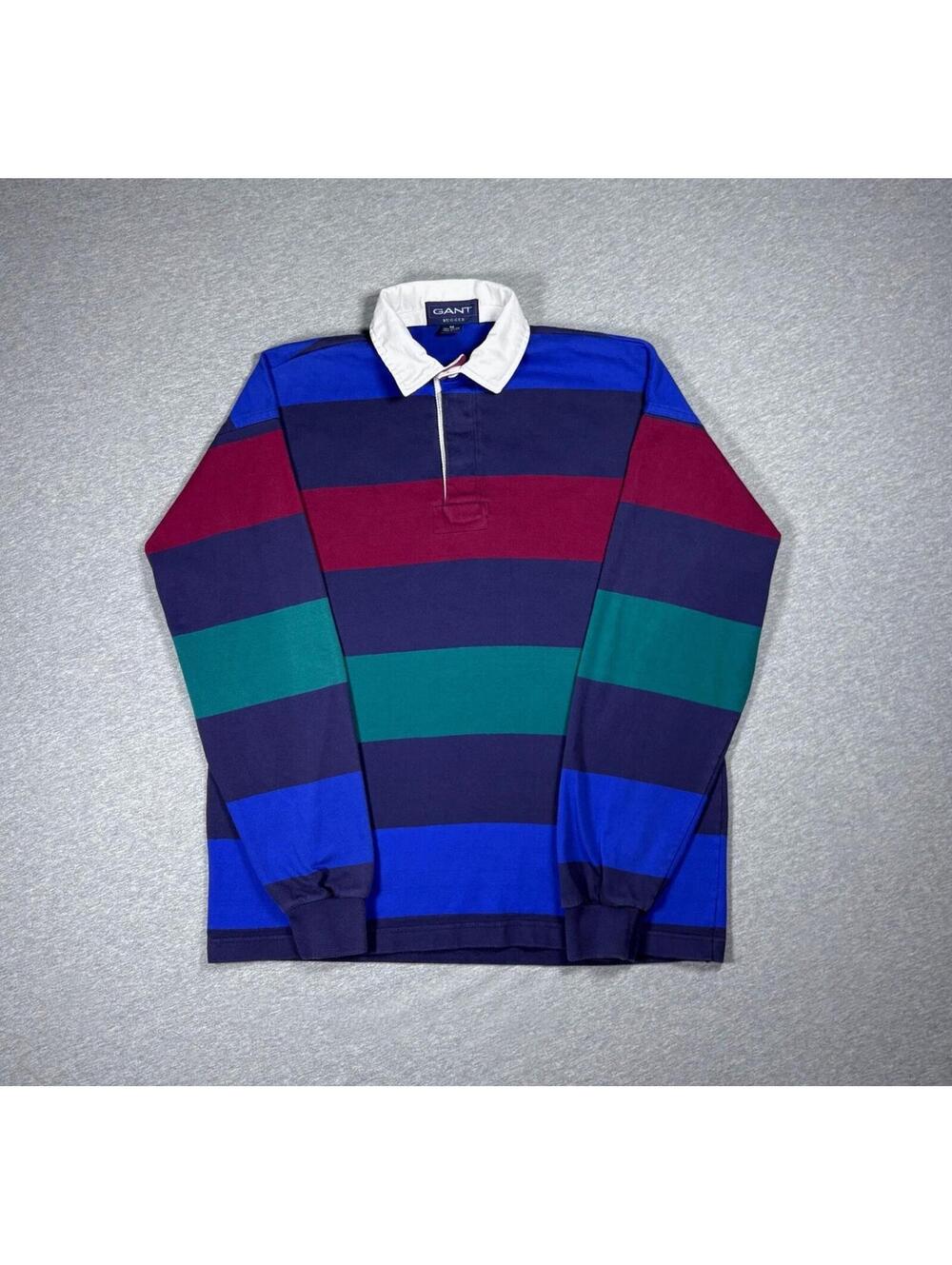 Vintage Gant Rugger Rugby Long Sleeve Polo Shirt Color Block Mens Medium USA